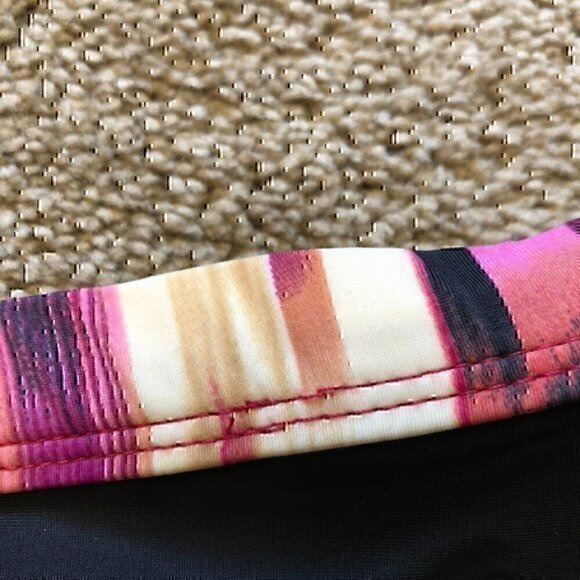 NEW NWOT 24TH OCEAN Black Purple Cream ish Stripe Bikini Swimsuit Bottom Large L - Picture 7 of 8